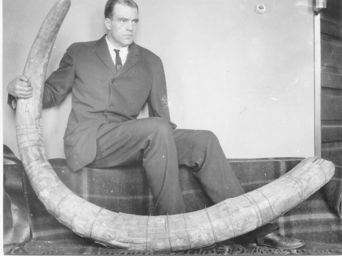 George Langford, Sr. with Mastodon tusk