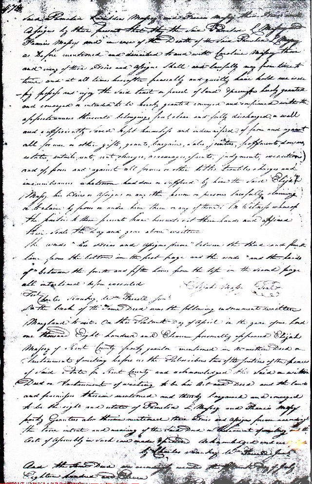 Maryland Land Records, Kent County, Elijah Massey to Pamela Massey & Francis Massey, July 16, 1811