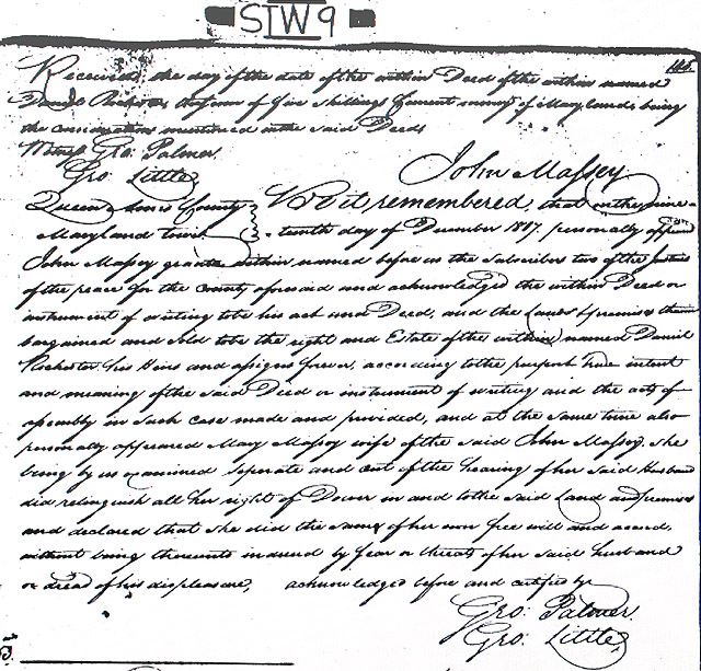 Maryland Land Records, Queen Anne's County, John Massey to Daniel Rochester, December 19, 1807
