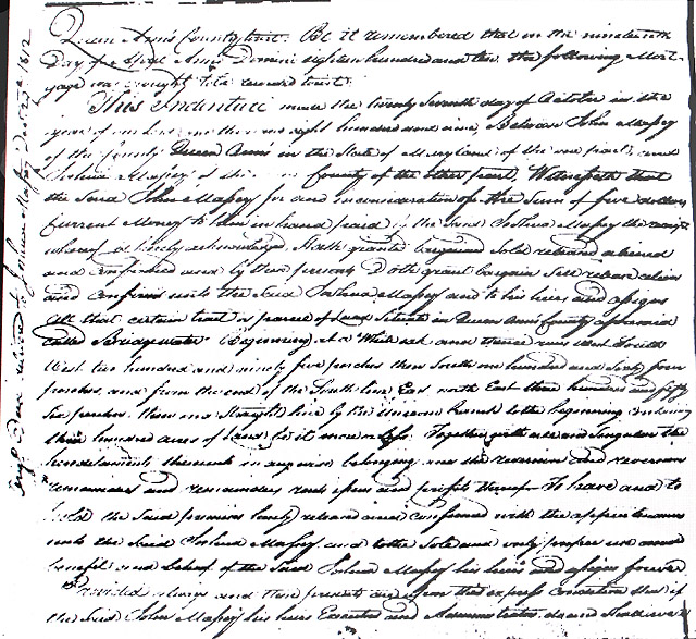 Maryland Land Records,Queen Anne's County, John Massey to Joshua Massey, October 27, 1809