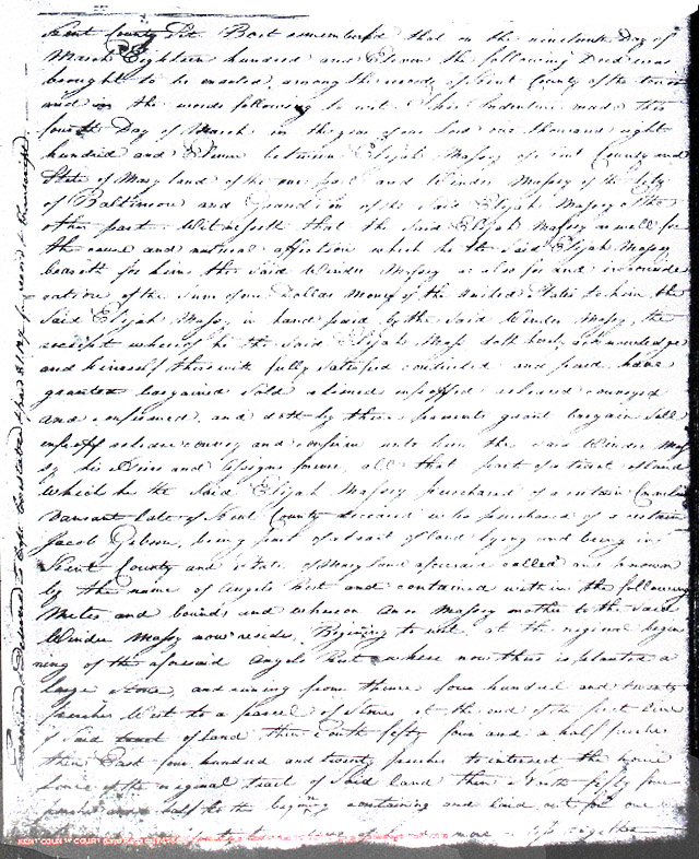 Maryland Land Records, Kent County, Elijah Massey to Winder Massey, March 19, 1811