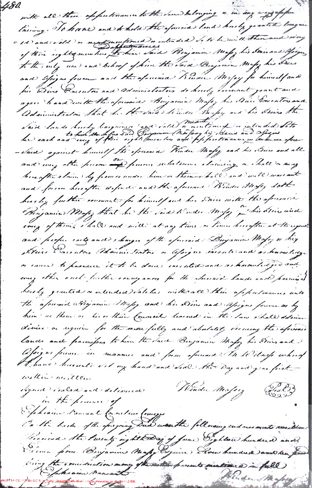 Maryland Land Records, Kent County, Winder Massey to Benjamin Massey, Esq., July 15, 1811