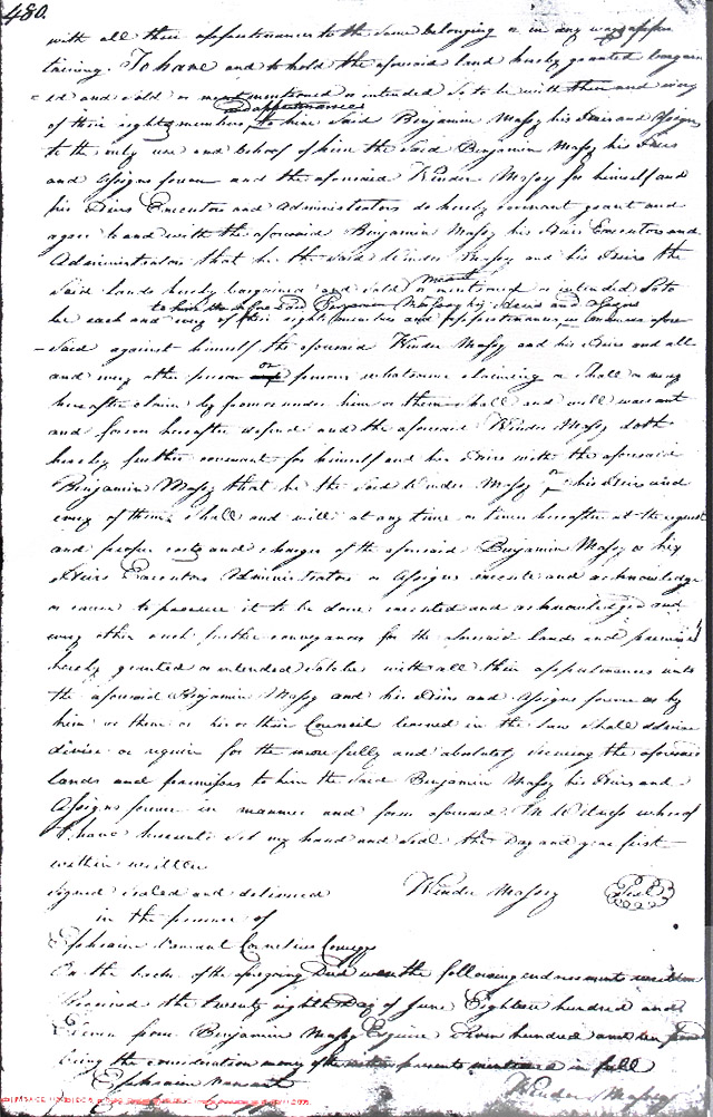 Maryland Land Records, Kent County, Winder Massey to Benjamin Massey, Esq., July 15, 1811