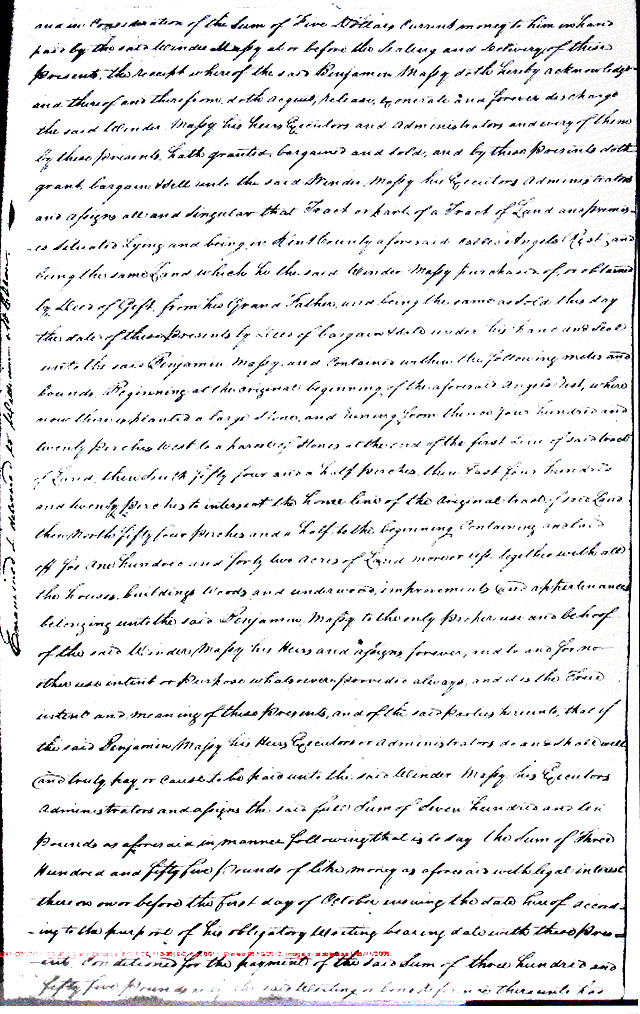 Maryland Land Records, Kent County, Benjamin Massey to Winder Massey, September 22, 1811