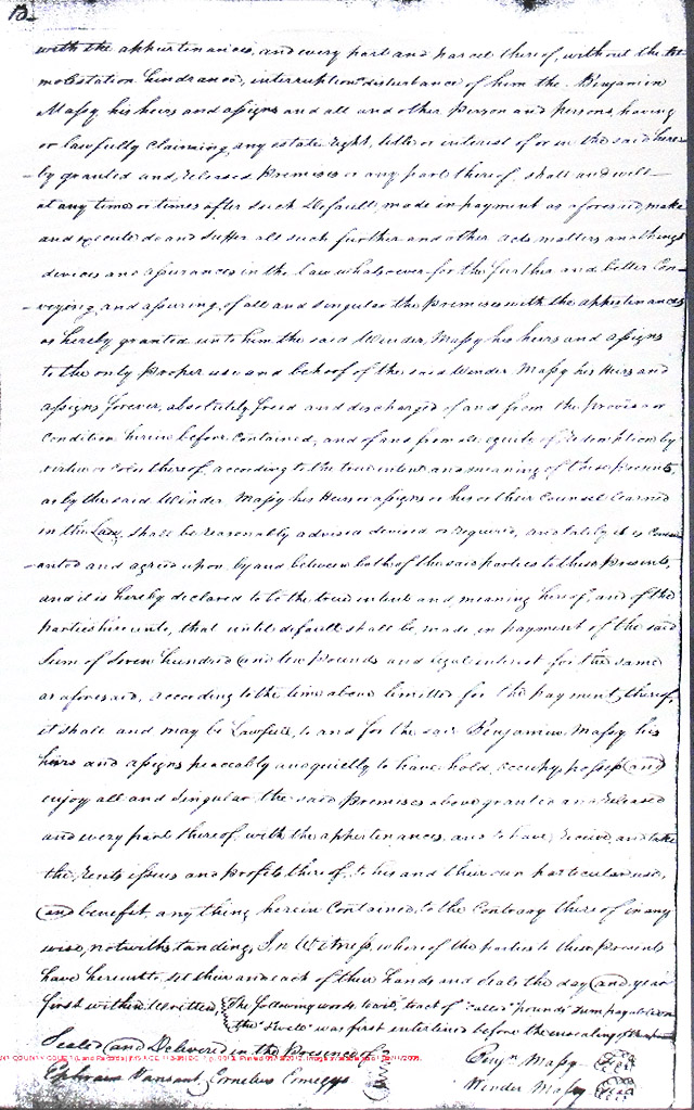 Maryland Land Records, Kent County, Benjamin Massey to Winder Massey, September 22, 1811