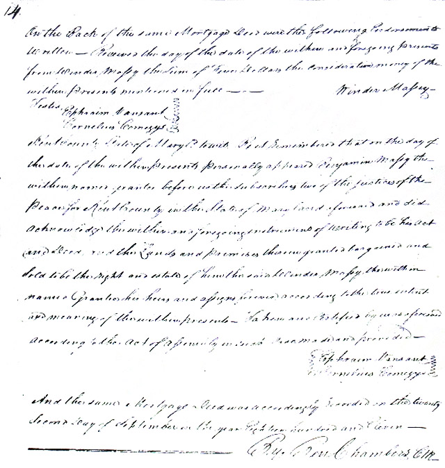 Maryland Land Records, Kent County, Benjamin Massey to Winder Massey, September 22, 1811