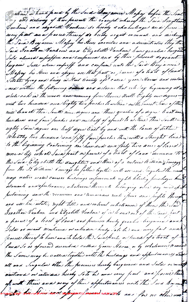 Maryland Land Records, Kent County, Benjamin Massey from Jonathan Vanhorn and wife Elizabeth, December 2, 1812