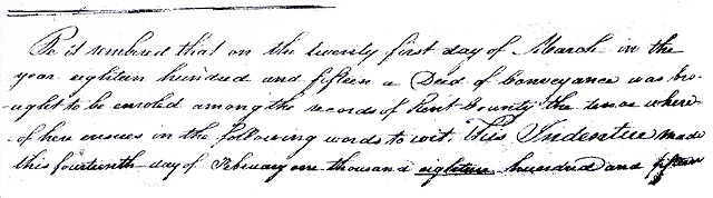 Maryland Land Records, Kent County, Benjamin Massey from David Semans, March 21, 1815