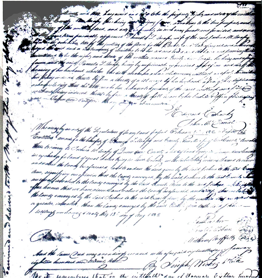 Maryland Land Records, Kent County, Joshua M. Massey to Emily Ann Massey, January 16, 1823