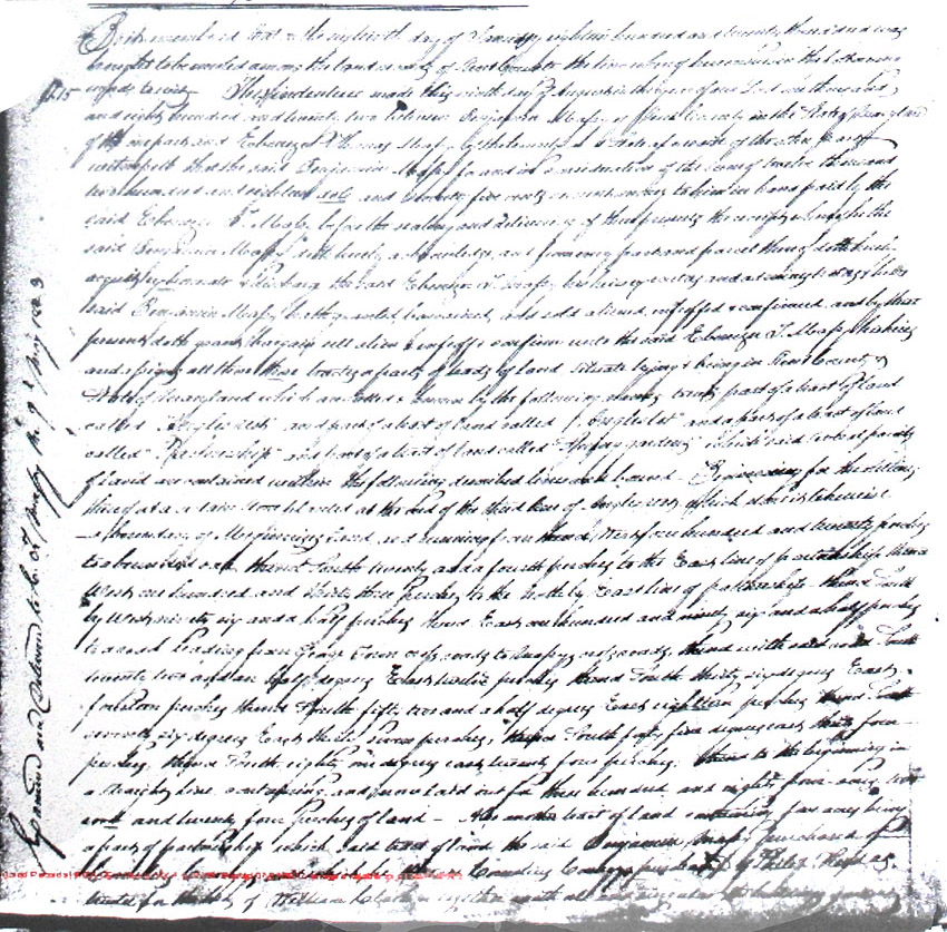 Maryland Land Records, Kent County, Benjamin Massey to Joshua M. Massey, January 16, 1823