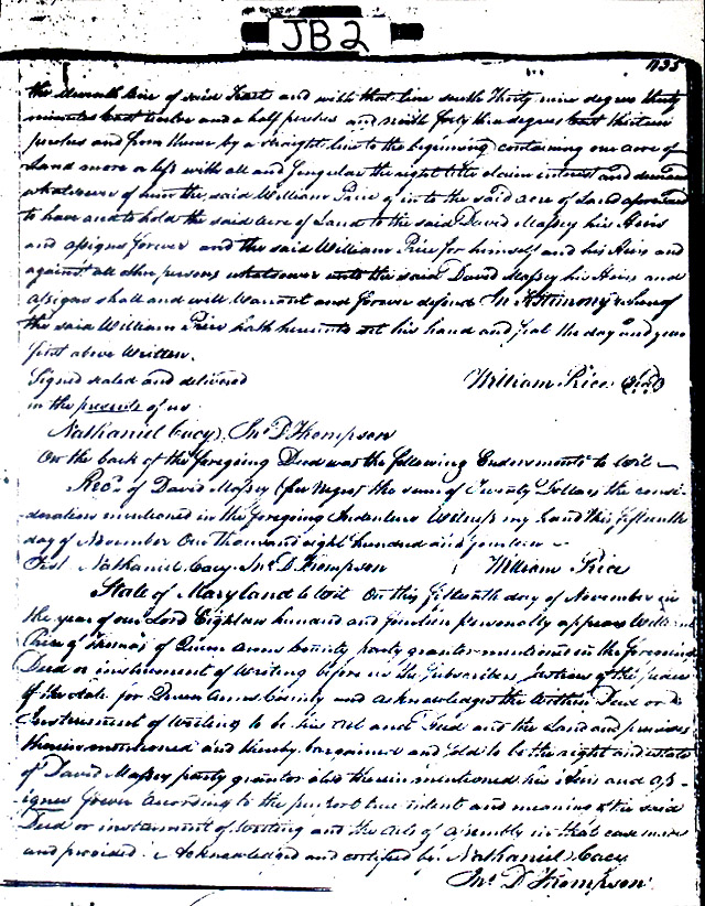 Maryland Land Records, Queen Anne's County, William Price to David Massey, December 7, 1814