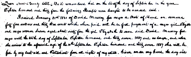 Maryland Land Records, Queen Anne's County, Daniel Massey from Charles C. Shawne, September 12, 1834