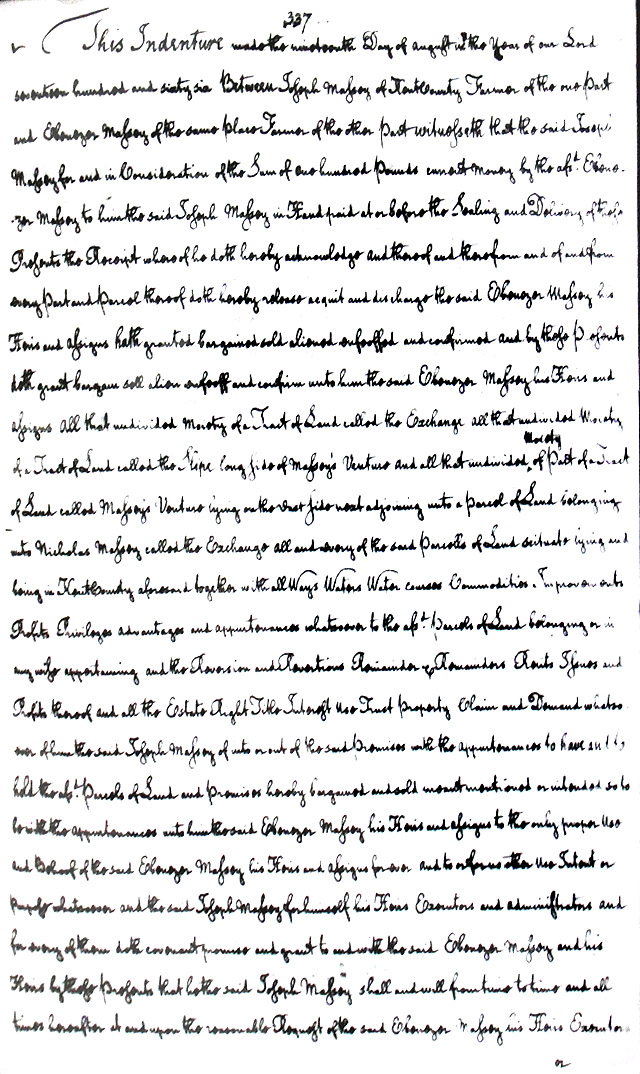Maryland Land Records, Kent County, Joseph Massey to Ebenezer Massey, November 21, 1766