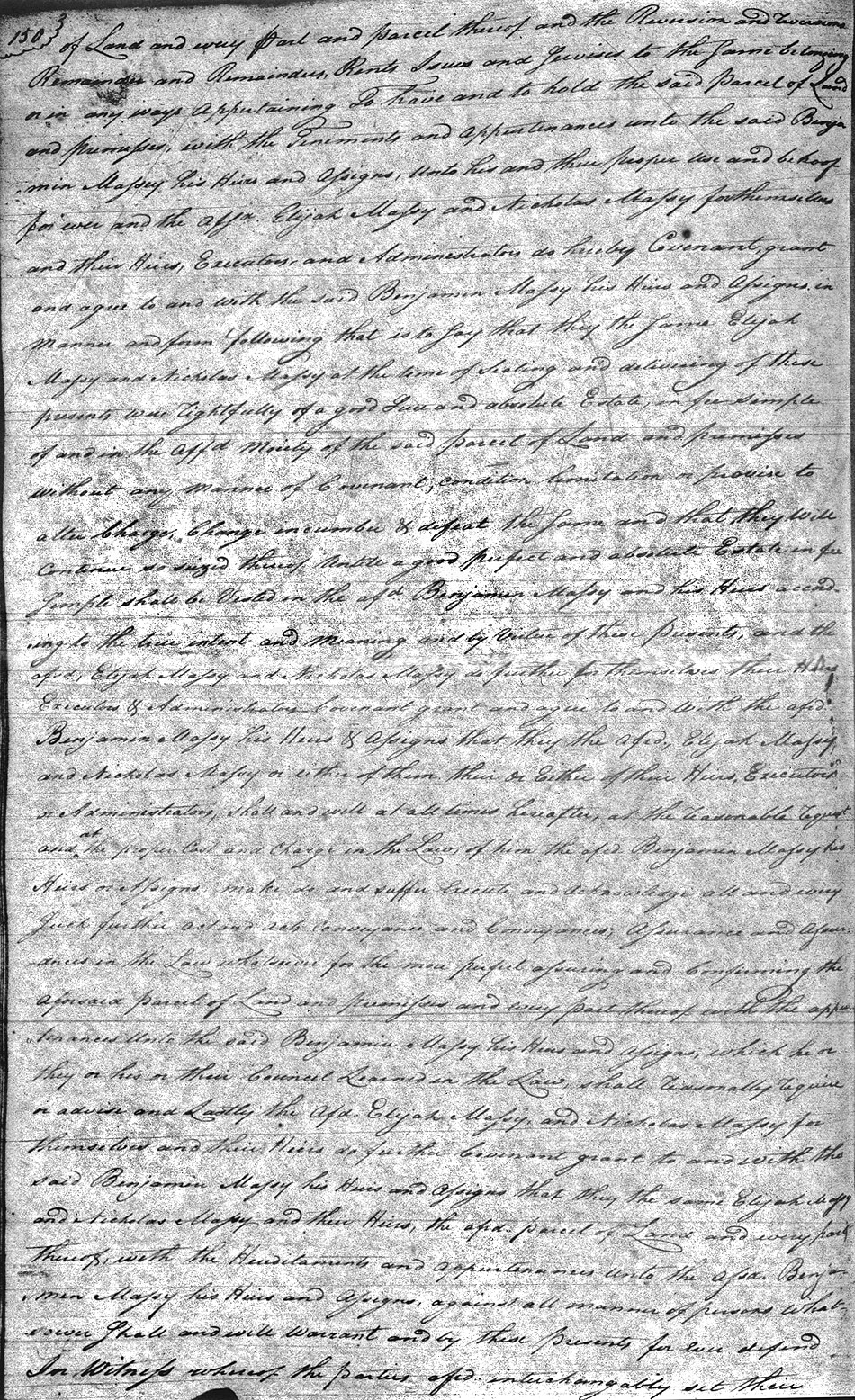 Maryland Land Records, Kent County, Elijah & Nicholas Massey to Benjamin Massey, March 15, 1802