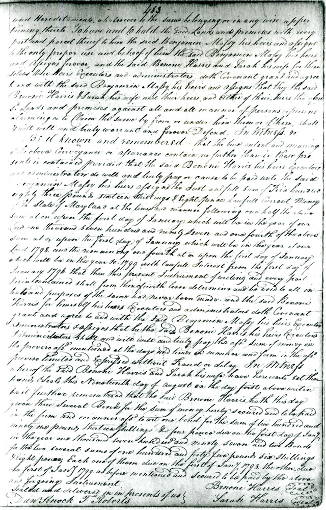 Benoni Harris to Benjamin Massey, February 9, 1796