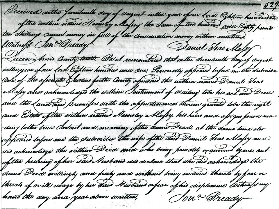 Daniel Toas Massey to Hemsley Massey September 14, 1801