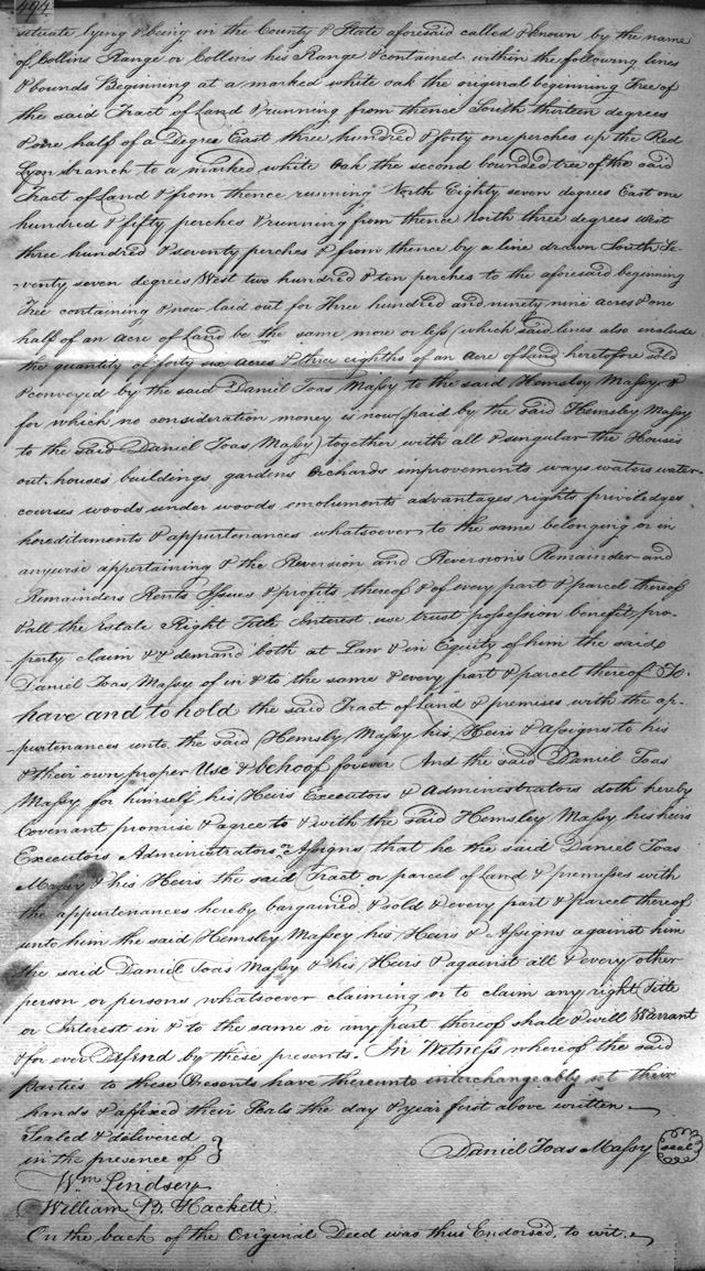 Daniel Toas Massey to Hemsley Massey, October 4, 1804