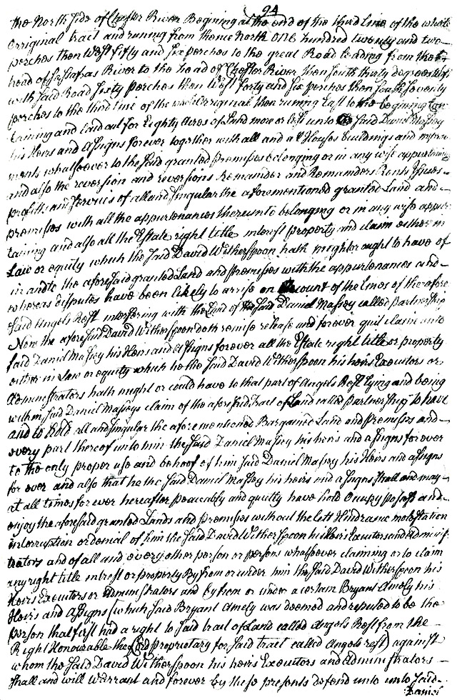 Maryland Land Records, Kent County, David Wetherspoon to Daniel Massey, March 21, 1755