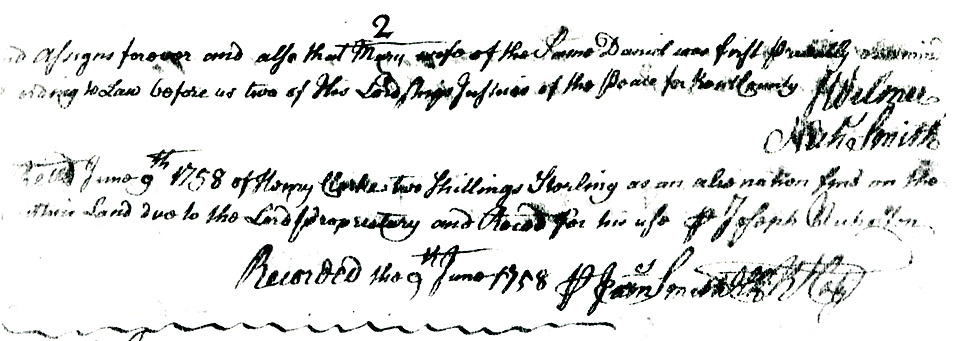 Maryland Land Records, Kent County, Maryland Land Records, Kent County, JS #28, pp. 93-95 Daniel Massey to Henry Clark, June 9, 1758