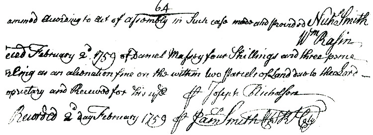 Maryland Land Records, Kent County, Jacob Linegar to Daniel Massey, February 2, 1759