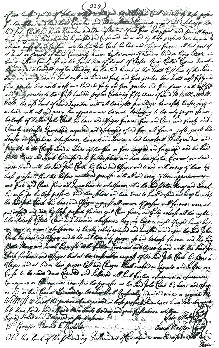 Maryland Land Records, Kent County, Peter Masey [Massey] to John Clark, May 15, 1712