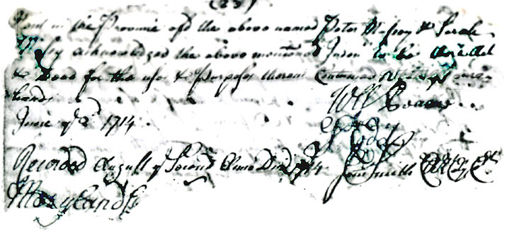 Maryland Land Records, Kent County, Peter Massey to John Clarke, June 5, 1714