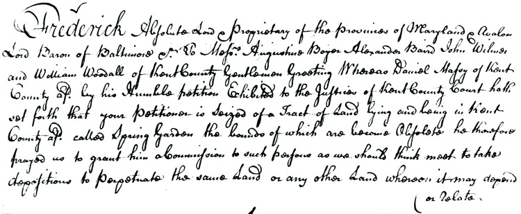 Maryland Land Records, Kent County, Daniel Massey petition, March 15, 1802