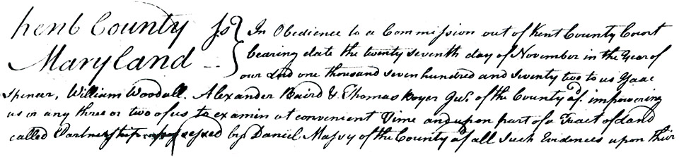 Maryland Land Records, Kent County, Daniel Massey petition, March 28, 1773