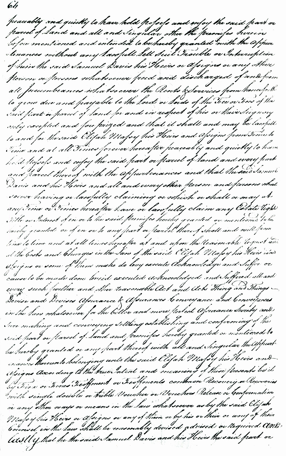 Maryland Land Records, Kent County, Samuel Davis to Elijah Massey, June 9, 1775