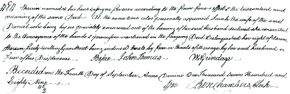 Maryland Land Records, Kent County, Daniel Toas Massey to Joseph Massy, September 4, 1789