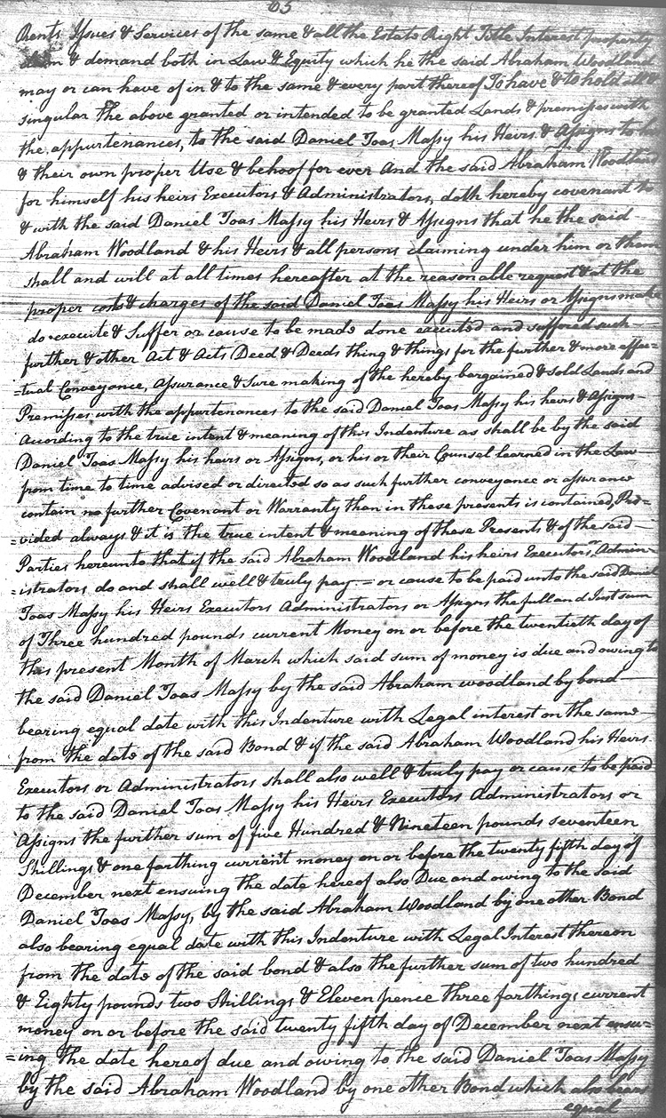 Maryland Land Records, Kent County, Abraham Woodlawn to Daniel T. Massey, July 5, 1794