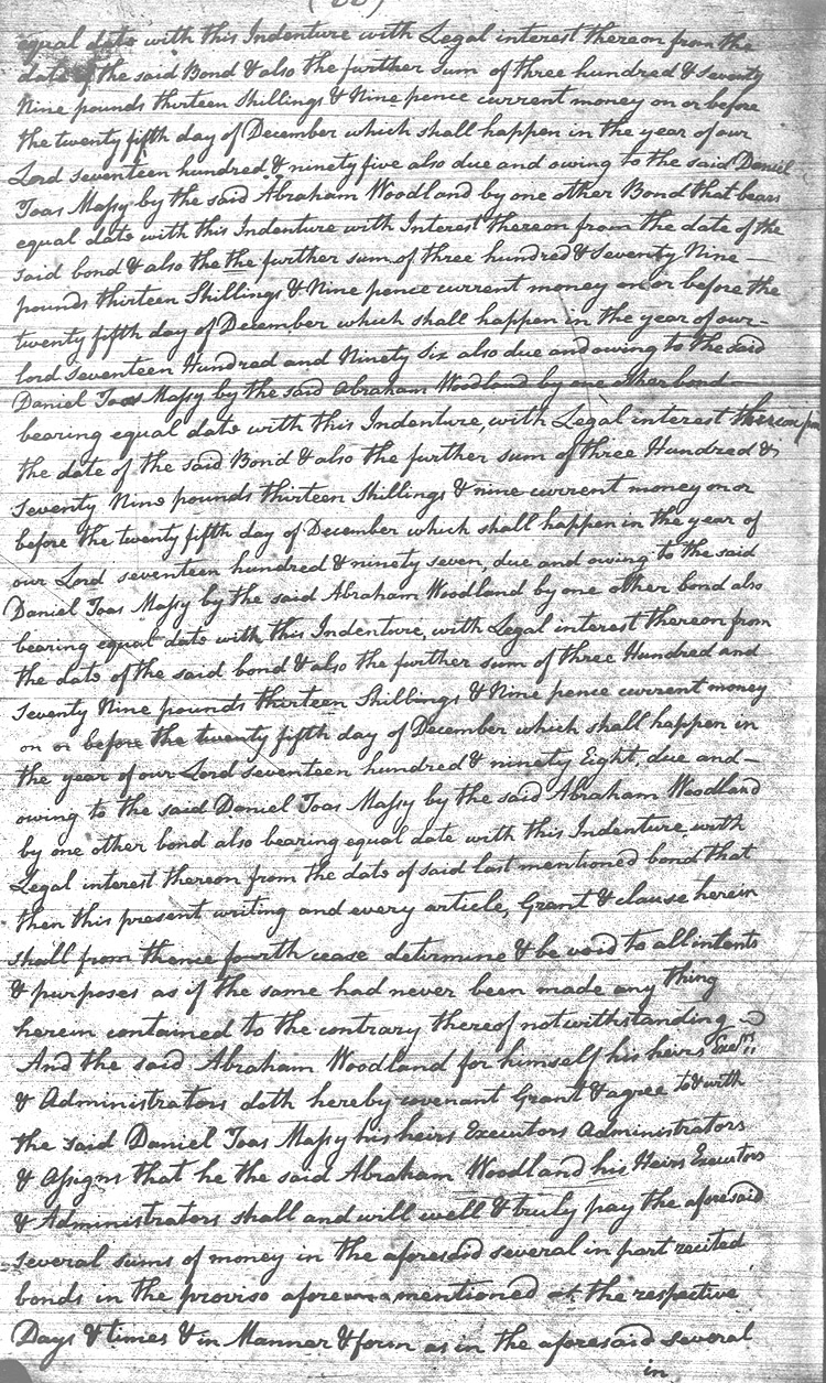 Maryland Land Records, Kent County, Abraham Woodlawn to Daniel T. Massey, July 5, 1794