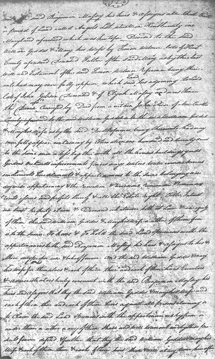 Maryland Land Records, Kent County, William Geddes to Benjamin Massey, February 20, 1801