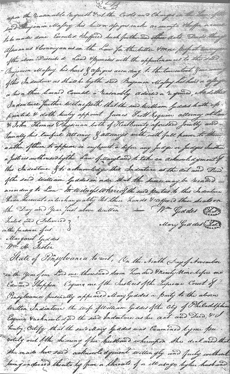 Maryland Land Records, Kent County, William Geddes to Benjamin Massey, February 20, 1801