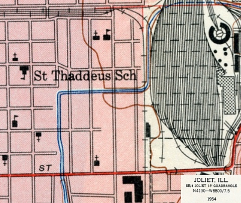 Joliet, Will County, Illinois, 1954, from 7.5' quad