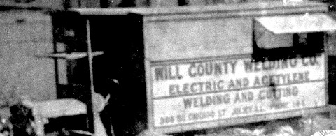 Closeup view of the welder's truck