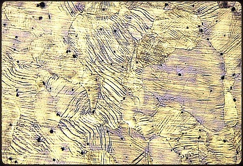 Hadfields austenitic manganese steel at 100X etched with Nital