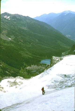 Mike looking down on Holden Lake from Mary Green Glacier September 1968