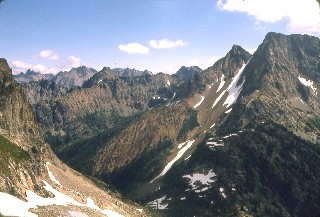 Copper peak and the Railroad Creek valley from Bonanza Peak September 1968