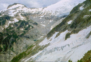 Looking across Challenger Glacier at Mts. Fury and Challenger