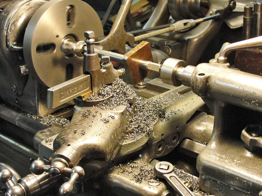 Lathe-turning a square gear blank