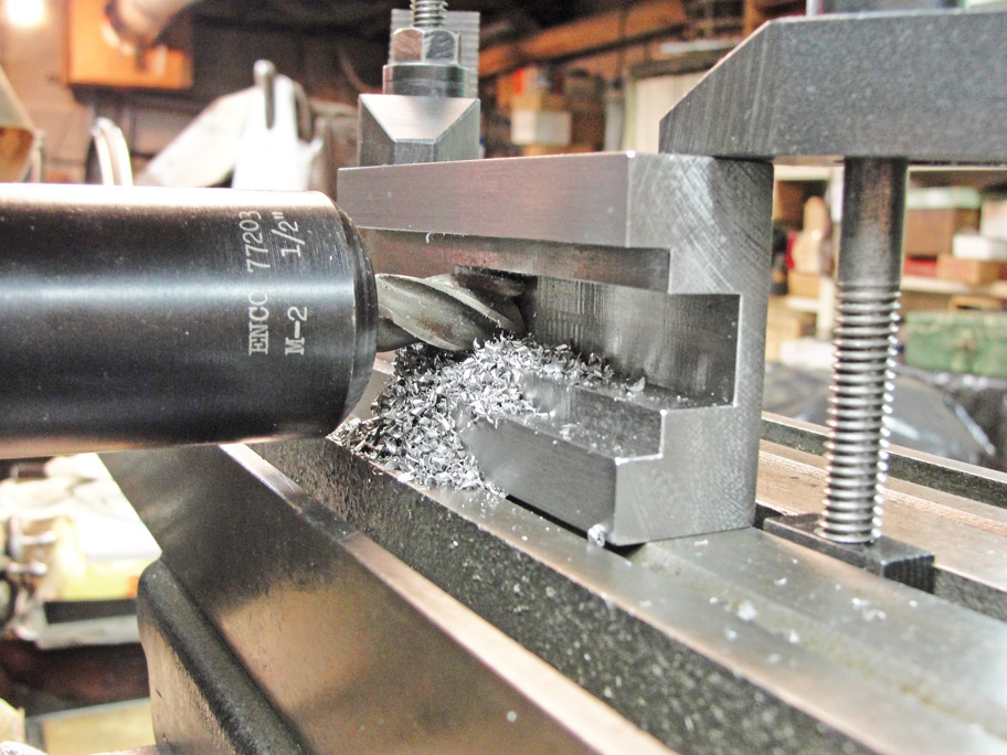 Machining the clearance slot for the feed nut