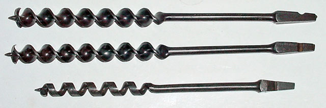Three Cook's patent auger bits